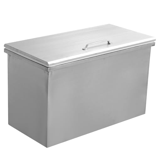 Garvee Drop In Ice Chest, 28 in L x 14 in W x 17 in H Stainless Steel Ice Cooler, Commercial Ice Bin With Cover, 87QT Outdoor Kitchen Ice Bar, Drain-P