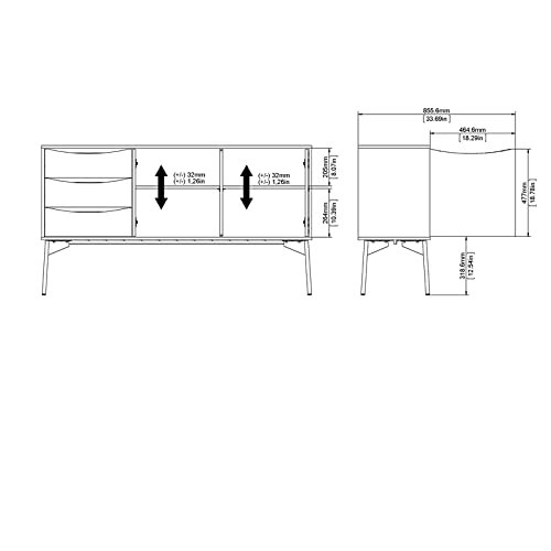 Tvilum, Walnut, White Matte And Grey Fur 2 Door Sideboard With 3 Drawers #TOP7