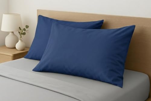 Image of Comfort Beddings 100% Organic Cotton Pack of 2 Travel Pillowcases 12x16 Midnight Blue Pillow Cases with Envelope Closure, Crisp Percale Weave, Soft & Cooling Pillow Covers (Size-12x16, Midnight Blue)