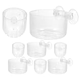 jojofuny 8 Piezas Alimentador de Camarones para Acuario con Ventosa Cuencos Acrílicos Transparentes para Gusanos Rojos y Plantas Acuáticas Comedero Flotante Multifuncional para Peceras y