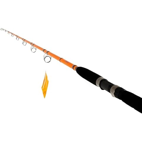 Catfish Pro Tournament Series Spinning Rod - 7'6" One-Piece Orange Heavy Action Fishing Rod with Super Grip, Glow-in-The-Dark Tip, Heavy-Duty Stainless-Steel Guides Cover