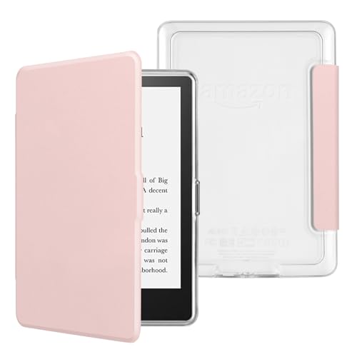 HOICHOE Case for 6 Kindle Paperwhite 5th/6th/7th Generation 2012-2017 Released (Model No.DP75SDI & EY21) Light PU Leather Cover and Transparent Hard Back Shell with Auto Sleep/Wake Sakura Pink