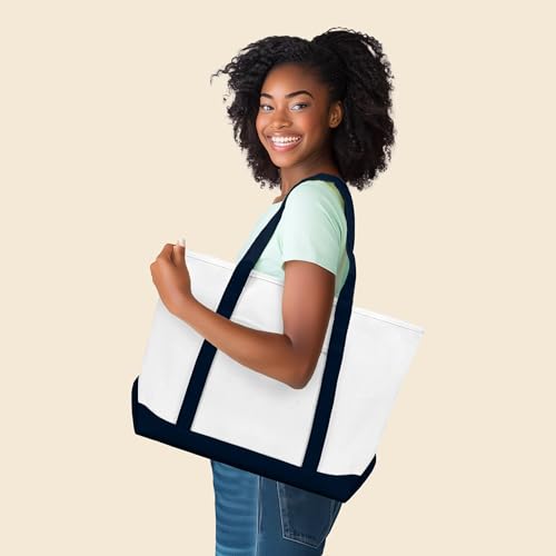 Image of DALIX 23 inch Premium 24 oz. Cotton Canvas Shopping Tote Bag