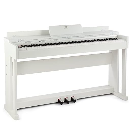 MUSTAR Piano digital de 88 teclas con mecanismo de martillo, piano E blanco, piano electrónico con adaptador de 3 pedales, 2 conectores para auriculares, sistema de control dual, USB/MIDI, clásico