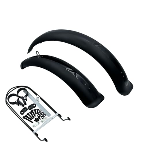 Juego de guardabarros delanteros y traseros para bicicleta Fat Tire Bike Wings Full Coverage Set (negro, 16 pulgadas)