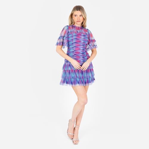 Robe mini col haut silhouette sublimée en tulle extensible pour morphologie variée - 7