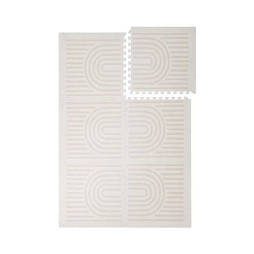 Toddlekind Playmat - Premium Foam Playmat, 4 x 6 feet Premium Quality Foam Play Mat for Babies/Toddlers, Stylish, Non-Toxic, Odorless, Linear-Linen (Cream)