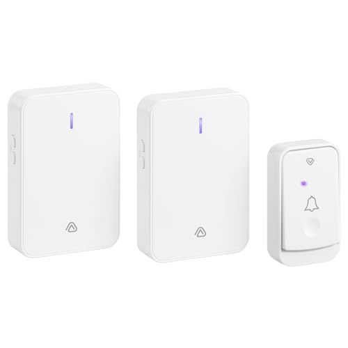 Vlectro – Timbre Inalámbrico Extra Fuerte Negro – 2 Receptores – Ideal para Personas Mayores – Impermeable & Fácil de Instalar (Blanco, 2 Receptor)
