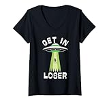 Photo Gallery donna get in loser, ufo alien cospirazione credere rapimento alien maglietta con collo a v Photo Gallery donna get in loser, ufo alien cospirazione credere rapimento alien maglietta con collo a v