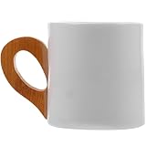 Uonlytech Cerámica Gruesa con Fondo Plano y Asa, Color Claro, 1 Unidad con Posavasos, Adecuada para Café, Té y Bebidas Calientes en Hogar y Cafeterías