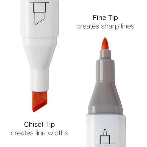 KINGART PRO Double-Ended Alcohol Ink Art Markers, 24 PORTRAIT Colors, Fine Point & Chisel Tips, Permanent with Superior Blendability, Includes Plastic Case, 24 Pc.