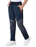 ANGEL CITIZ Waterproof Trousers Kids Lightweight School Cargo Pants Boys' Joggers Work Trousers with 3 Pockets Navy