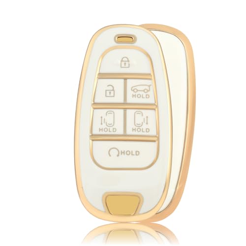 OFFCURVE Etui a Cle Voiture Coque Clé, Étui à Clés Couvre Clef Cache Clef Apte à Tucson NX4 Ioniq Nexo Solaris Elantra Santa Fe Sonata DN8 Staria Kona Grandeur I10 I30