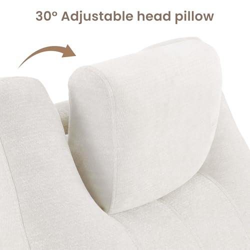 Sillón reclinable plegable beige con asiento de piel sintética miniatura 6