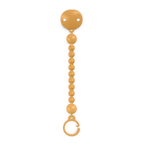 Suavinex, Broche Pinza de Silicona, Chupetero con Cadena de Silicona de una Única Pieza, +0 Meses, Flexible y de Tacto Agradable, Colour Essence, Honey