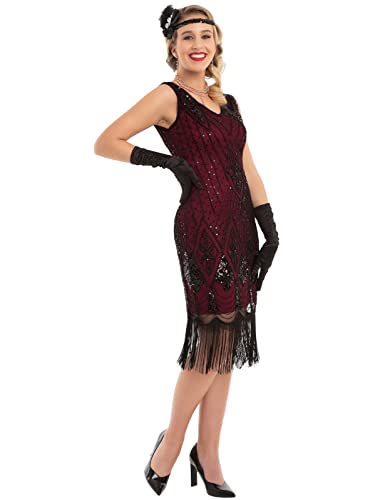 Image of PrettyGuide Women 1920s Gatsby Cocktail Sequin Art Deco Flapper Dress