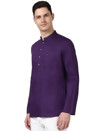 Image of Peter England Men Cotton Regular Fit Everyday Festive Solid Short Kurta
