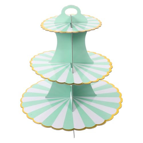 IMIKEYA 使い捨て三段ケーキスタンド 紙製頑丈デザートラック アフタヌーンティー向けお菓子皿 結婚式誕生日パーティー用展示トレイ