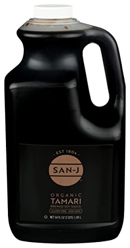 San-J - Organic Gluten Free Tamari Soy Sauce - Specially Brewed - Made with 100% Whole Soy - 64 oz. Container