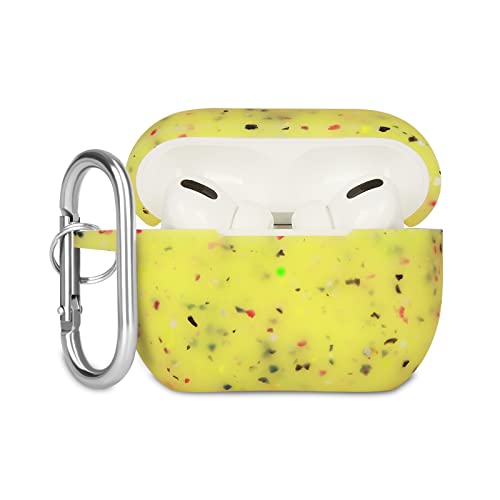 KOKOKA Case Cover Compatible with Airpods Pro, Soft Silicone Skin Case Cover Shock-Absorbing Protective Case for Airpods Pro 2019 with Carabiner, Front LED Visible, Floral Yellow