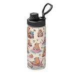 Capybara Tumbler - Cute Insulated Stainless Steel Water Bottle 18oz Vacuum Cup with Leakproof Lid and Carabiner for Boys Girls Kids Gifts