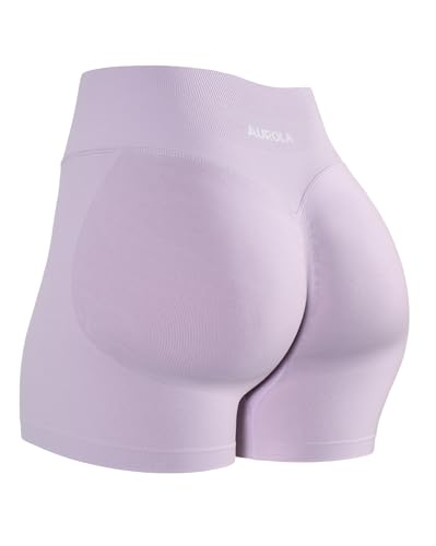 Image of AUROLA Influence Workout Shorts for Women,2.5 3.5 4.5 5.5 6.5 No Roll Up Squat Proof Scrunch Seamless Compression Gym Short