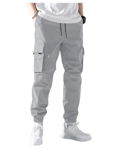 OYOANGLE Men's Casual Cargo Joggers Track Jogging Drawstring Waist Jogger Trousers Sweatpants with Pocket