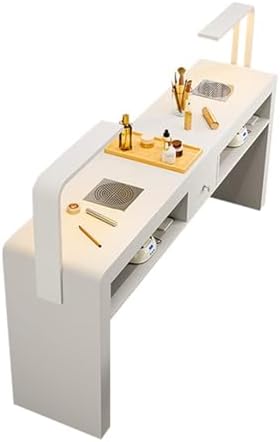 Dressing Table Makeup Table with Flip Top Mirror and Removable Storage Padded Seat Stool Led Smart Glass Dressing Table Chair Set，Modern Manicure Table Nail Tech Desk Drawers Cabinet, Profes