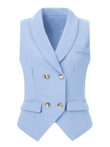 Allegra K Women's Suit Vest Double Breasted Business Dressy Waistcoat Vest