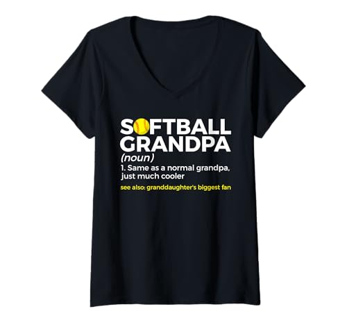 Donna Softball Grandpa Definition Il più grande fan della nipote Maglietta con Collo a V