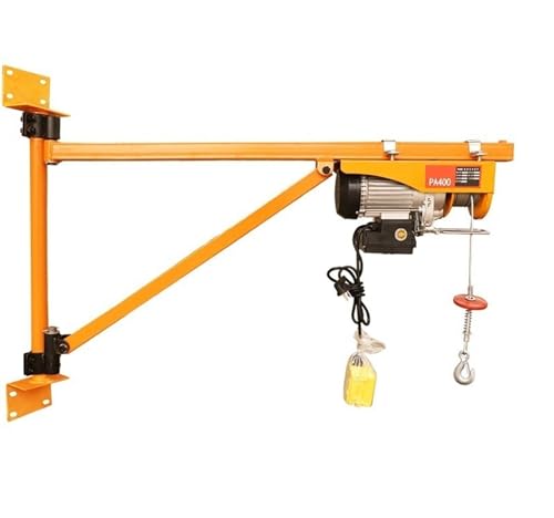 Household Crane Bracket + 110V/220V Electric Hoist, Hoist Wall Construction Decoration Small Crane MINGPING(300kg 20m+Bracket)