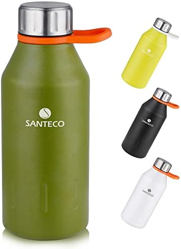 SANTECO Stainless Steel Water Bottle 500ml- Leakproof & Sweat Free - Double Walled Vacuum Insulated Sports Bottle for 18h Hot & 24h Cold, BPA Free Reusable Thermal Flask for School, Gym, Travel