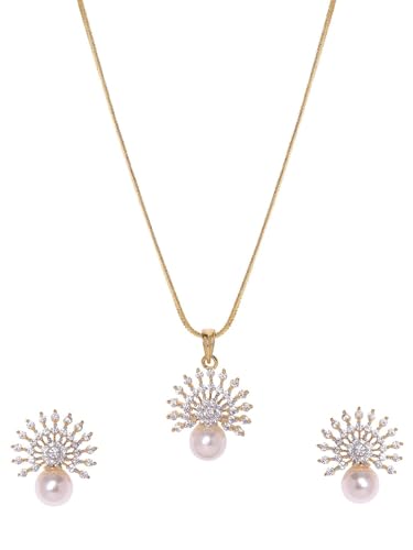 Collar chapado en oro de 22 quilates DMZ-2546 con circonitas cúbicas S latón
