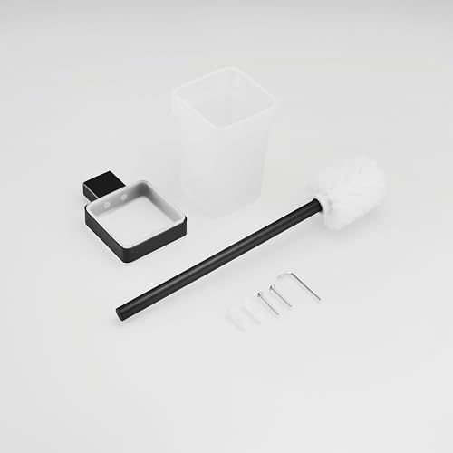 Juego de escobilla de inodoro y soporte para montaje en pared, limpiador higiénico de baño cromado, kit de limpieza de inodoro elegante que ahorra espacio para un uso sin esfuerzo e higiene superior