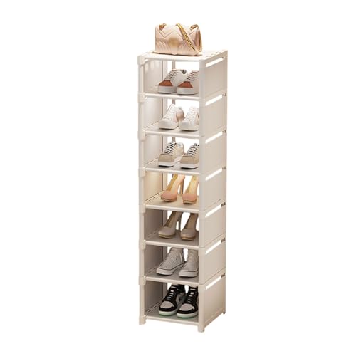 Mueble Recibidor Zapatero Blanco Estante para Zapatos de 8 Niveles, Zapateros Recibidores Entrada Pequeños, Espacio Pequeño, 27 x 26 x 124 cm (Color : White)