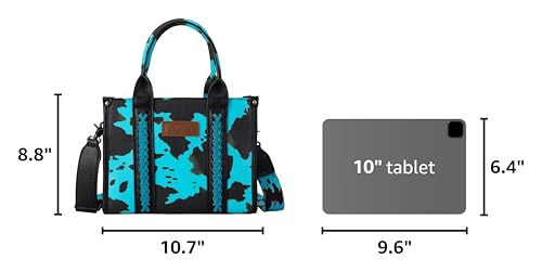 Image of Wrangler Cow Print Tote Bag for Women Western Purse Boho Top Handle Satchel Handbag with Signature Strap
