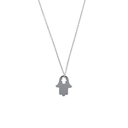 Collier main de Fatma en argent 925/1000 rhodié 44 cm à porter au quotidien