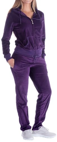 Image of LeeHanTon Womens Jogging Suits Sets Running Velour Outfit Zipper Warm Up 2 Pieces Hoodie and Pant Tracksuit