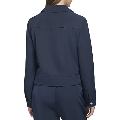 Calvin Klein Women's Plus Size Silver Hardwear Crepe Zip Front Pockets Jacket4