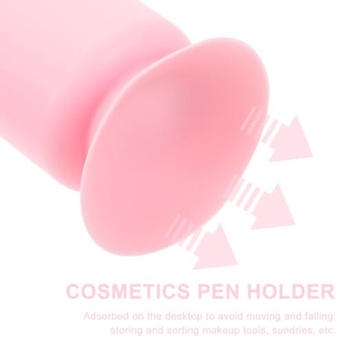 minkissy Silicone Suction Cup Pen Holder Student Present Makeup Brush Storage Pot Make up Brush Organizer Containers with Lids Stationary Holder Silica Gel Office Desktop Pen - Image 3