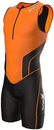 Sparx X Triathlon Suit Men Racing Tri Cycling Skin Suit Bike Swim Run (Orange, 2XL)