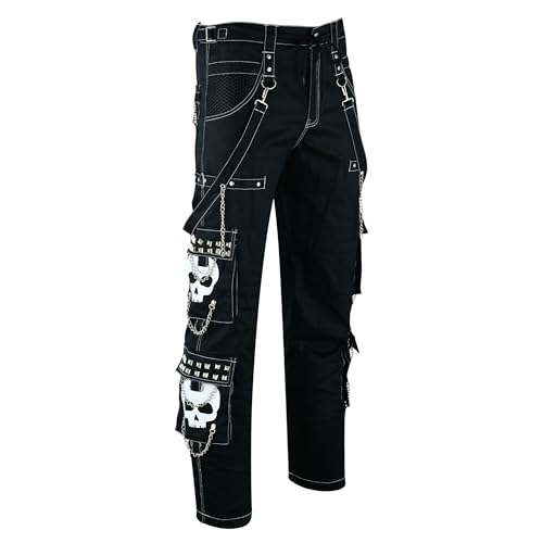 WMI Men's White Skull Bold Dark Gothic Fashion Pants - Edgy Streetwear with Unique Skull Design