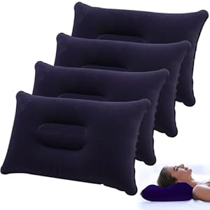 Inflatable Pillows for Camping, 4Pcs Outdoor Travel Pillow, Portable Compressible Pillow, Ultralight Inflatable Pillow for Traveling Hiking Office Fishing(Dark Blue)