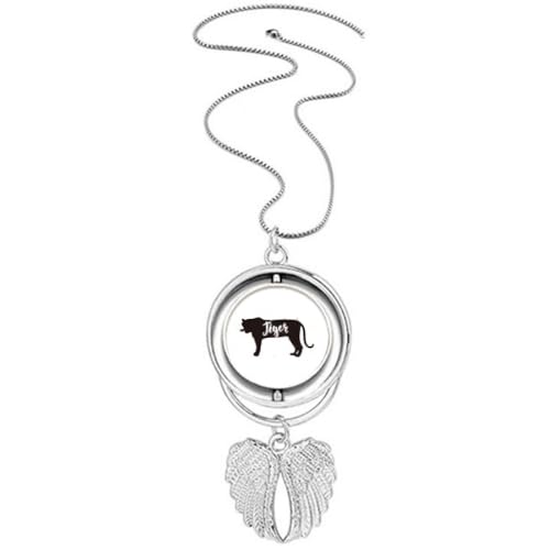 Bijou collier tigre noir et blanc ailes d'ange cadeau symbolique