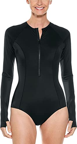 Coolibar Upf 50+ Women's Escalante Long Sleeve Swimsuit - Sun Protective (Medium- Black) #TOP27