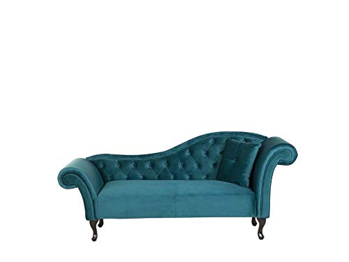 Preisvergleich Produktbild Bequeme Chaiselongue Samtstoff rechtsseitig blau Lattes