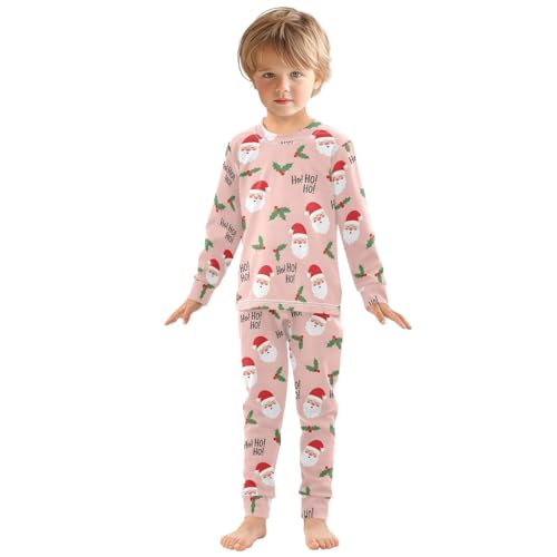 Pajama Sets Long Sleeve Christmas Santa Pattern with Holly Soft Comfy Sleepwear 2 Piece PJS 3-8T2