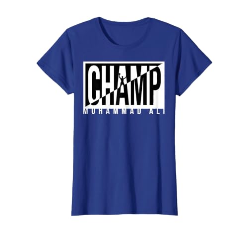 Muhammad Ali - Champ Black and White T-Shirt, Women, Royal Blue, XX-Large