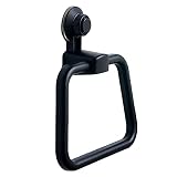 BOZKOA Reusable Suction Cup Towel Holder for Bathroom Wall,Matte Black Towel Ring & Towel Racks for