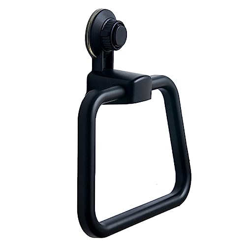 Bozkoa Reusable Suction Cup Towel Holder For Bathroom Wall,Matte Black Towel Ring & Towel Racks For Bathroom,Modern And Stylish Hand Towel Holder For Bathroom Wall And Kitchen #TOP1